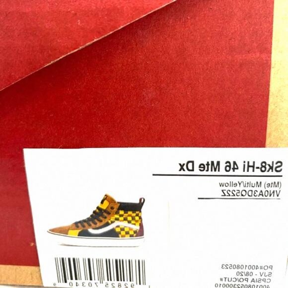 VANS Sk8-Hi Mte Dx Suede Canvas Brown Check Yell VN0A3DQ522Z 8.5 Size Women's - Picture 8 of 8
